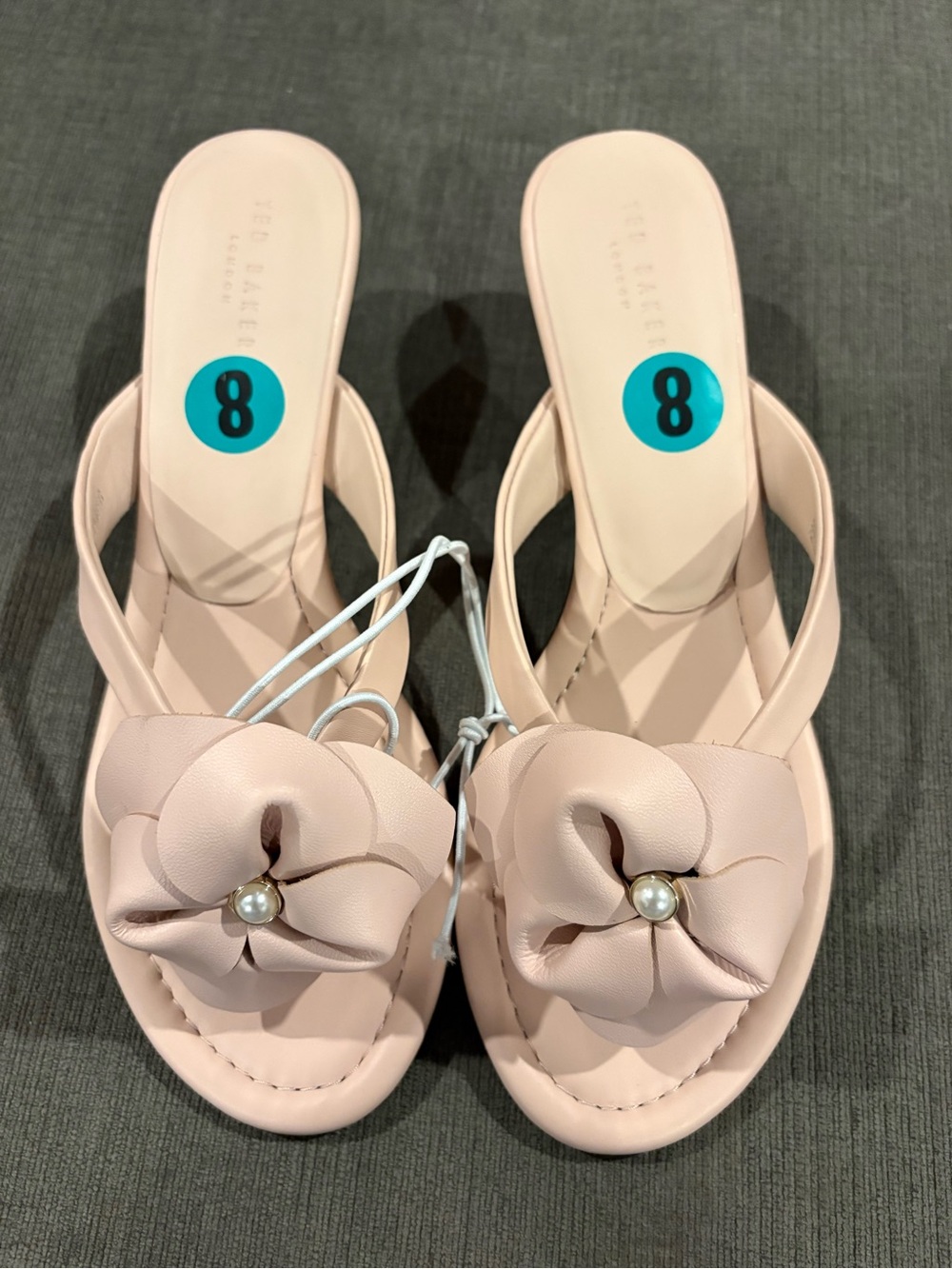 Ted Baker Pale Pink Floral Pearl Slide Mules